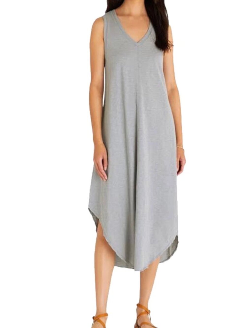 Z Supply Cotton Slub Jersey Reverie Midi Dress Morning Fog Small